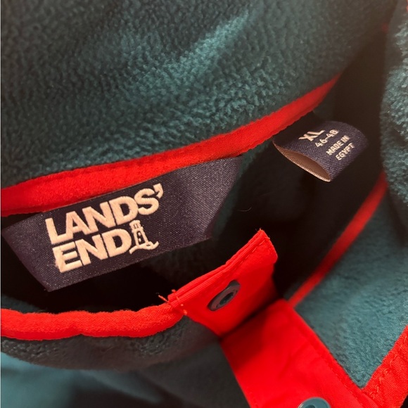 Lands' End Long Sleeve Polar Fleece Pullover Men's Size XL Blue Orange 1/4 Snap - Picture 5 of 5